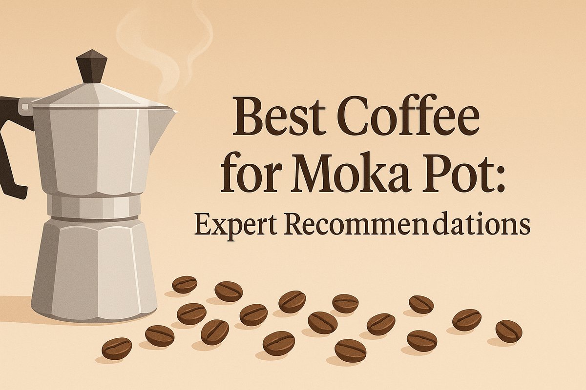 A bag of high-quality coffee beans next to a moka pot.