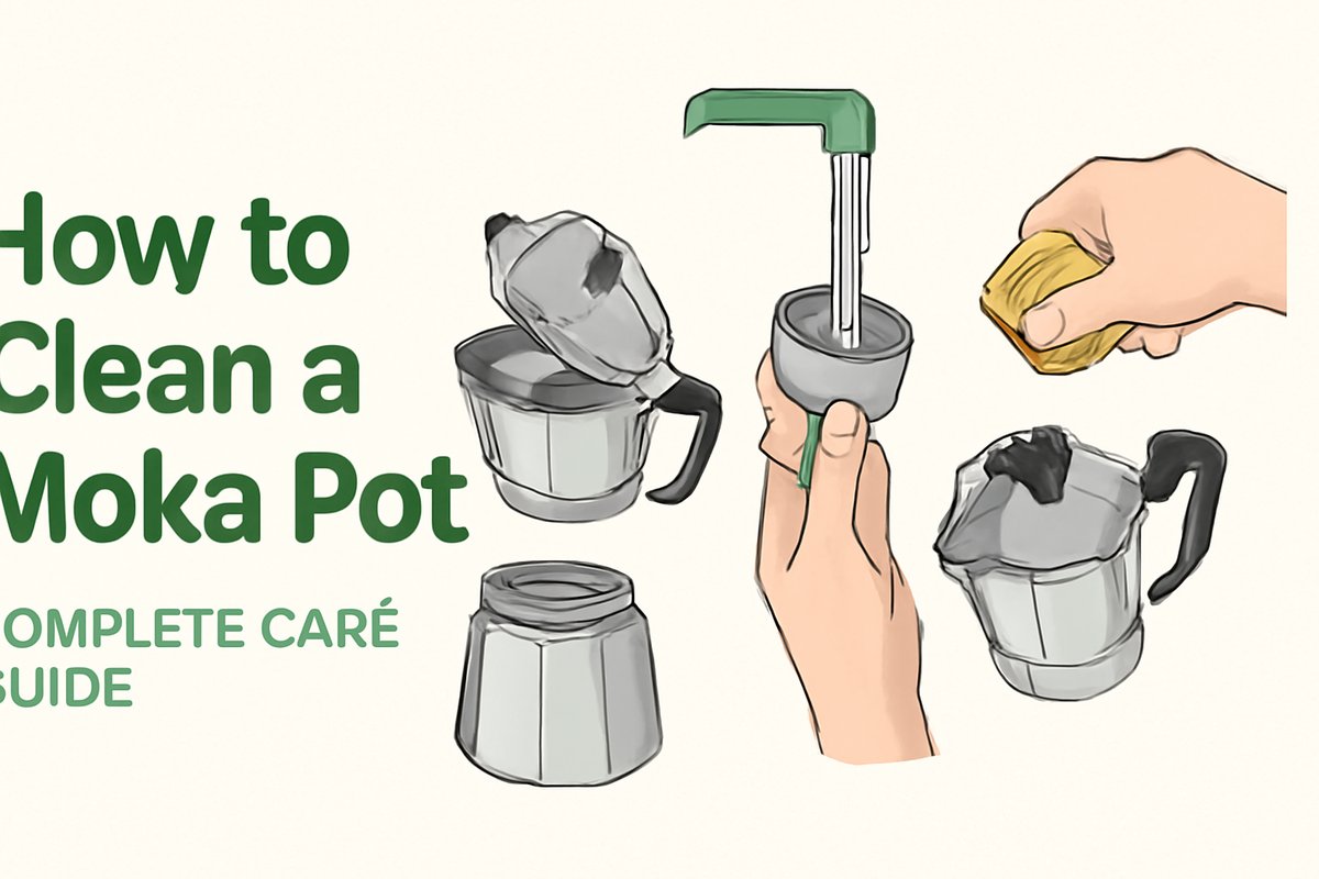 Step by step moka pot cleaning process