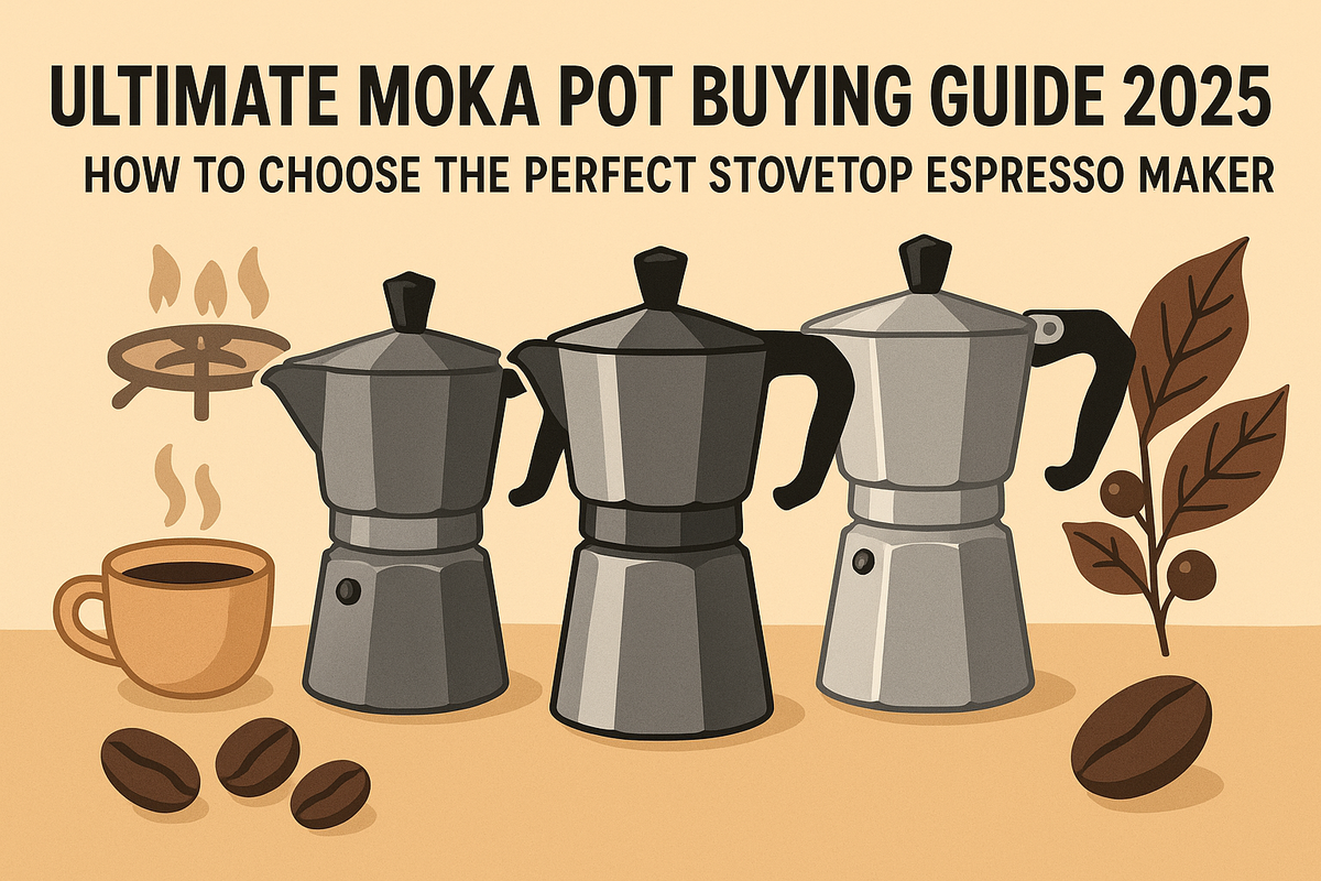 Ultimate Moka Pot Buying Guide 2025 - Various moka pots displayed for comparison