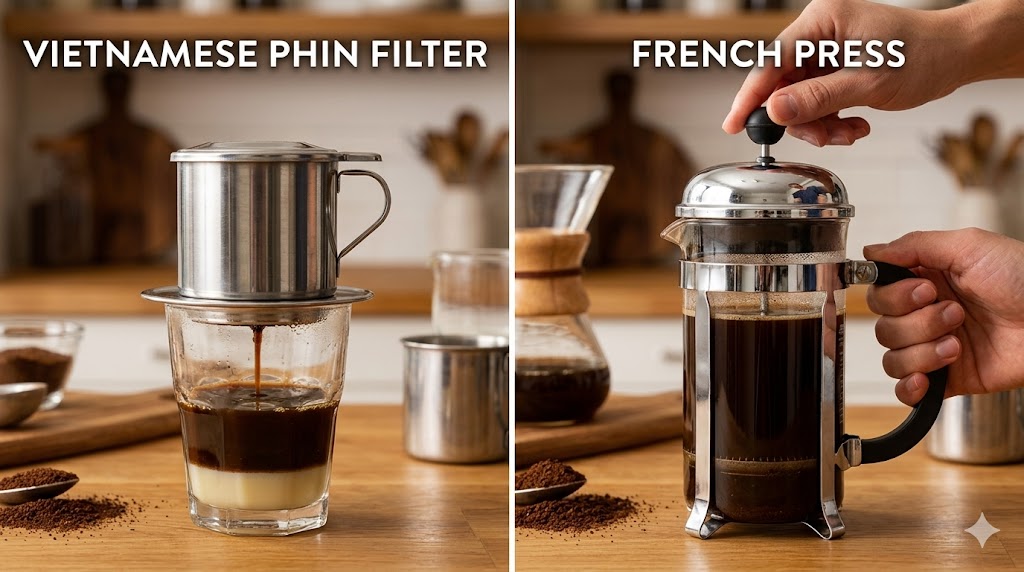 Vietnamese Phin vs French Press: Complete Brewing Comparison